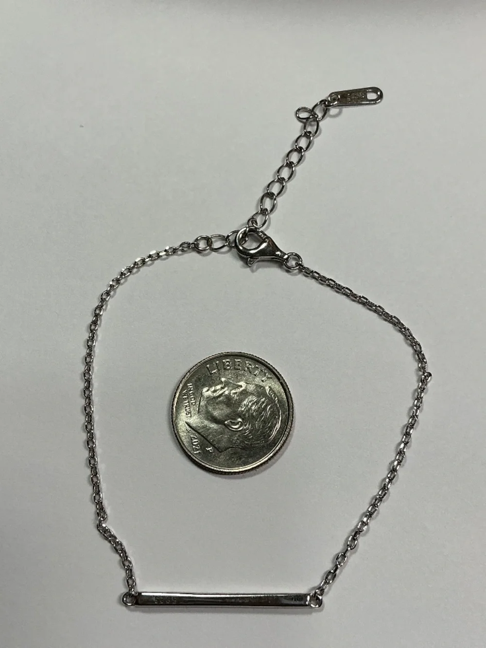 Sterling Silver Bar and Chain Bracelet. 6.5 to 8.25 inches long